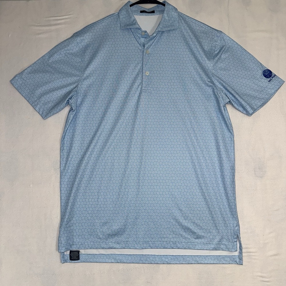 Men's Medium Turtleson Floral Pattern Performance Golf Polo Light Blue CC Logo